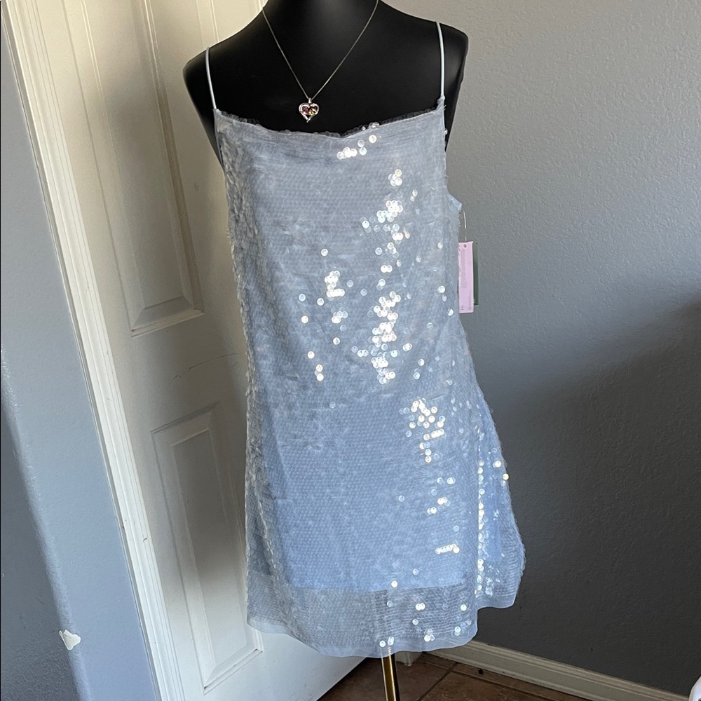 wild fable blue Sequin Slip Mini Dress